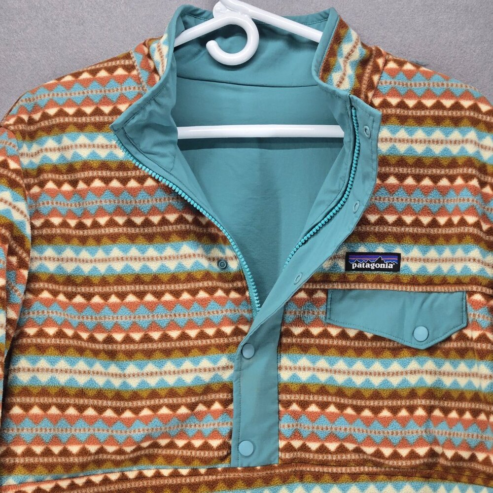 Patagonia Women's Pullover, Reversible Fleece/Windbreaker, Med/Lg, Brown/Aqua - Picture 2 of 8
